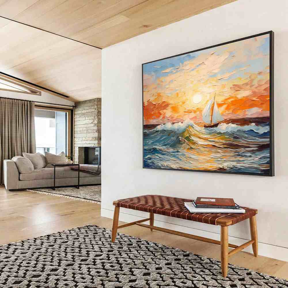 evening coastal abstract canvas design 5